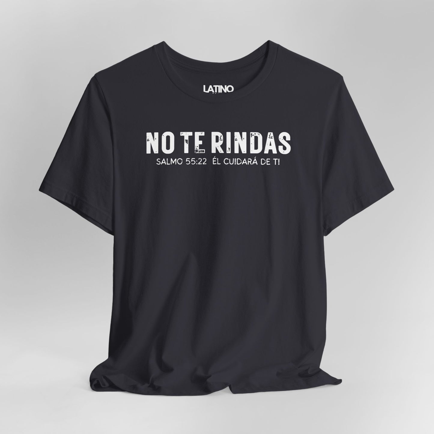 Close Up No Te Rindas Spanish Faith Dark Grey T-Shirt. Latino In Da House 
