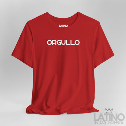 Close Up Orgullo t-shirt in red with bold white lettering. Latino In Da House 
