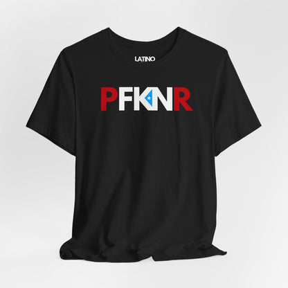 Close-up of PFKNR design showing the Puerto Rican triangle and star inside the K.
Latino In Da House