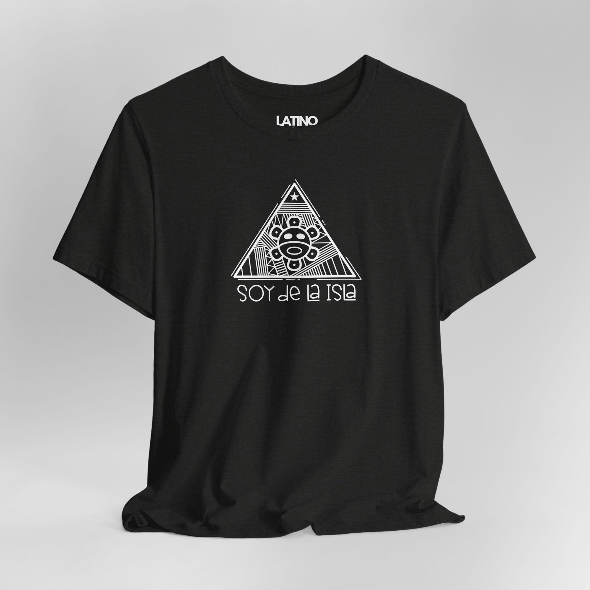 Close Up Soy De La Isla Taino Black Heather T-Shirt. Latino In Da House 