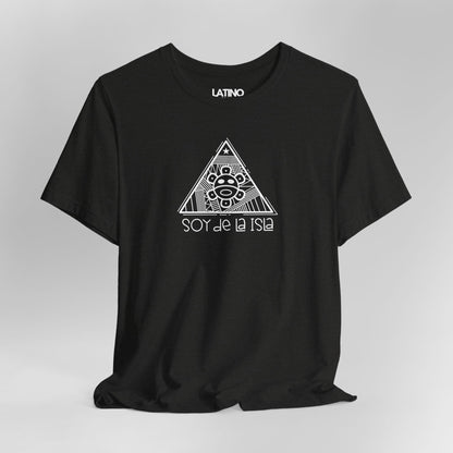 Close Up Soy De La Isla Taino Black Heather T-Shirt. Latino In Da House 