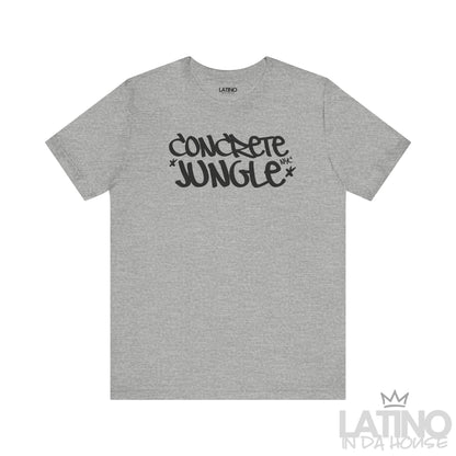 Concrete Jungle NYC t-shirt in heather grey with black print. Latino In Da House 