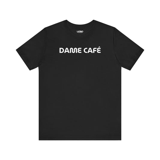 Dame Café T-Shirt in black with minimalist white print - Latino In Da House