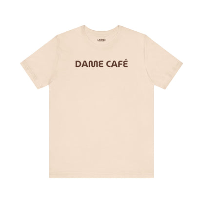 Dame Café T-Shirt in soft cream with minimalist white print - Latino In Da House
