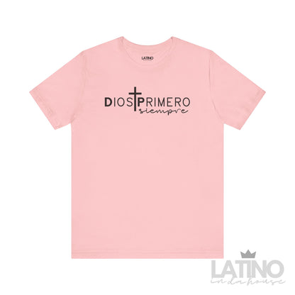 Dios Primero Siempre Faith T-Shirt in pink with cross design – Latino In Da House