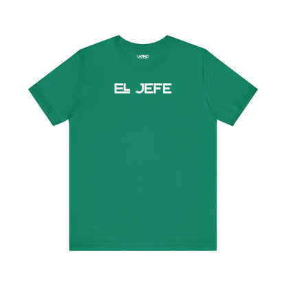 Jefe t-shirt in green with bold white lettering. Latino In Da House