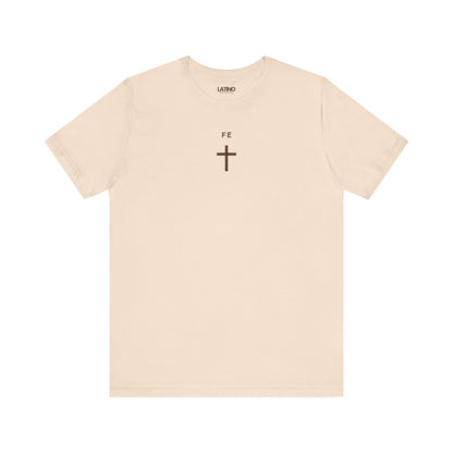 Fe Cross Faith Latino Soft Cream Minimalist Black T-Shirt. Latino In Da House 