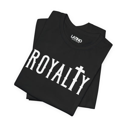Folded Up Royalty Cross Faith black and white and black t-shirt. Latino In Da House 