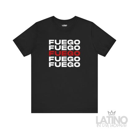 Black “FUEGO” T-Shirt – Modern Latino Heat Tee. Latino In Da House