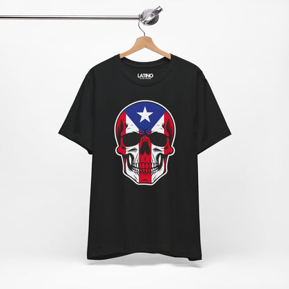 Hanged Up Boricua Skull Flag Black T-Shirt. Latino In Da House