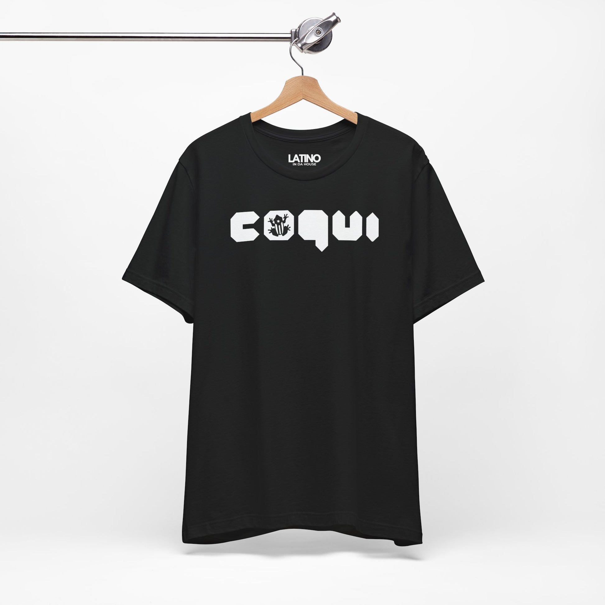 Hanged Up Coquí Puerto Rico Frog Black T-Shirt. Latino In Da House 