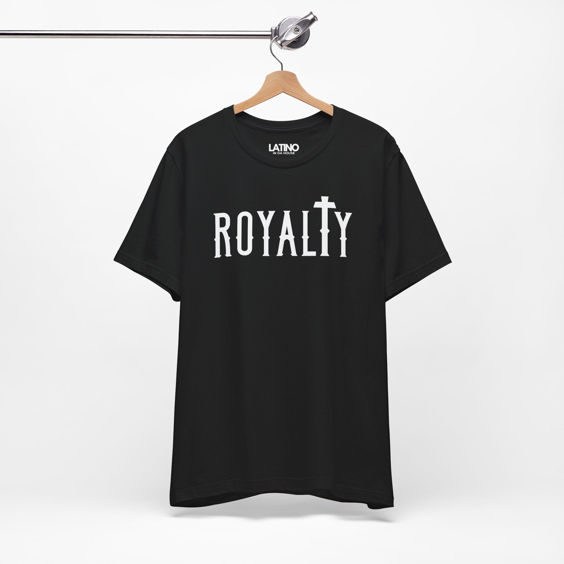 Hanged Up Royalty Cross Faith black and white and black t-shirt. Latino In Da House 