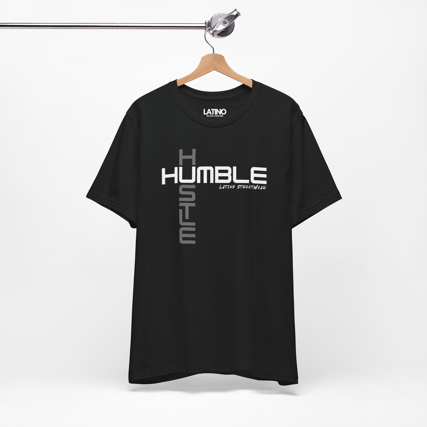 Hanger Black "HUMBLE HUSTLE" Tee - minimalist street style. Latino In Da House
