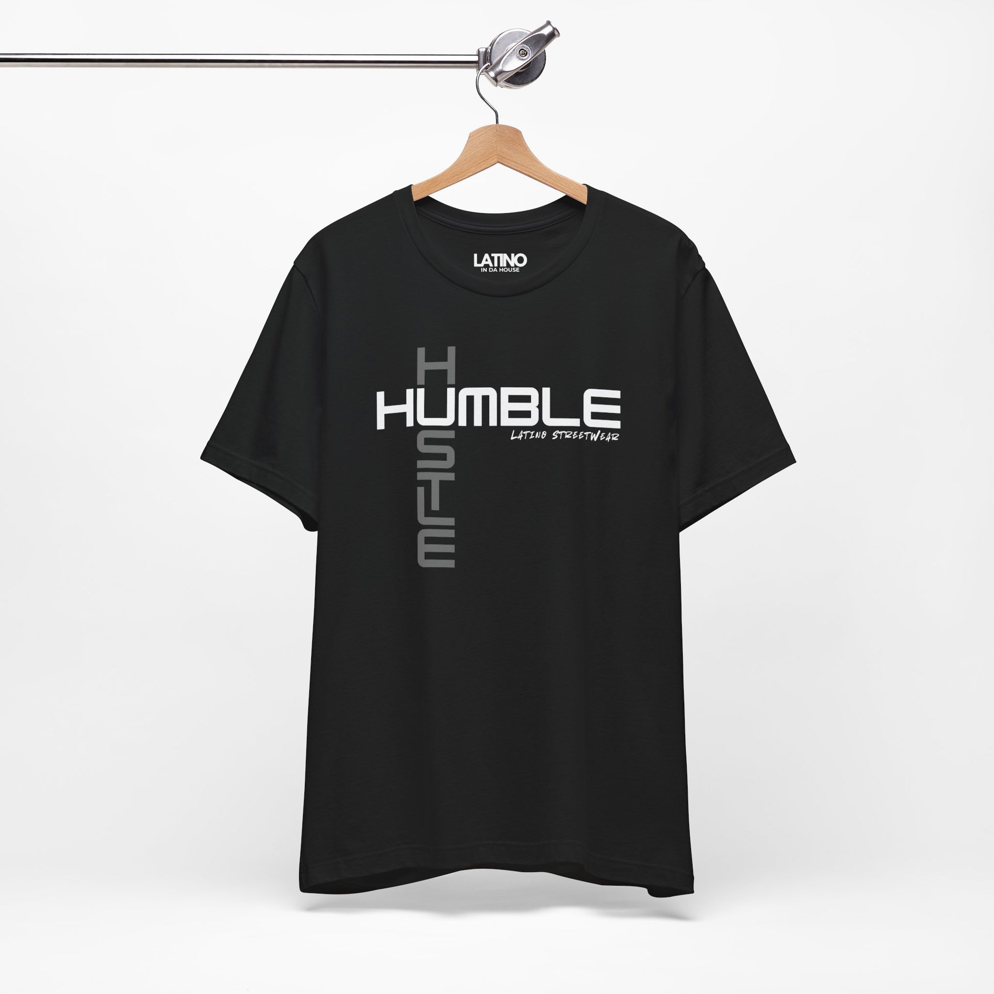 Hanger Black "HUMBLE HUSTLE" Tee - minimalist street style. Latino In Da House