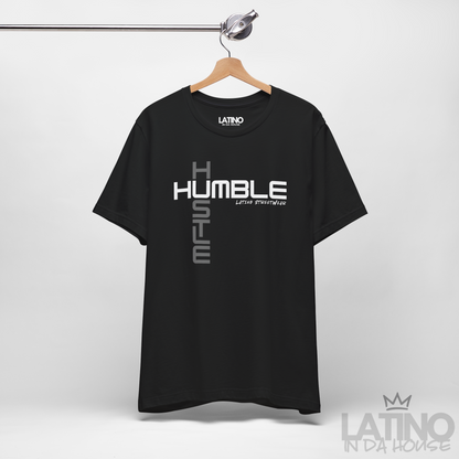 Hanger Black “HUMBLE HUSTLE” Tee – minimalist street style. Latino In Da House 