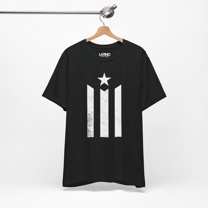 Hanger La Estrella Boricua T-Shirt in Black
- distressed PR stripes and star front graphic. Latino In Da House