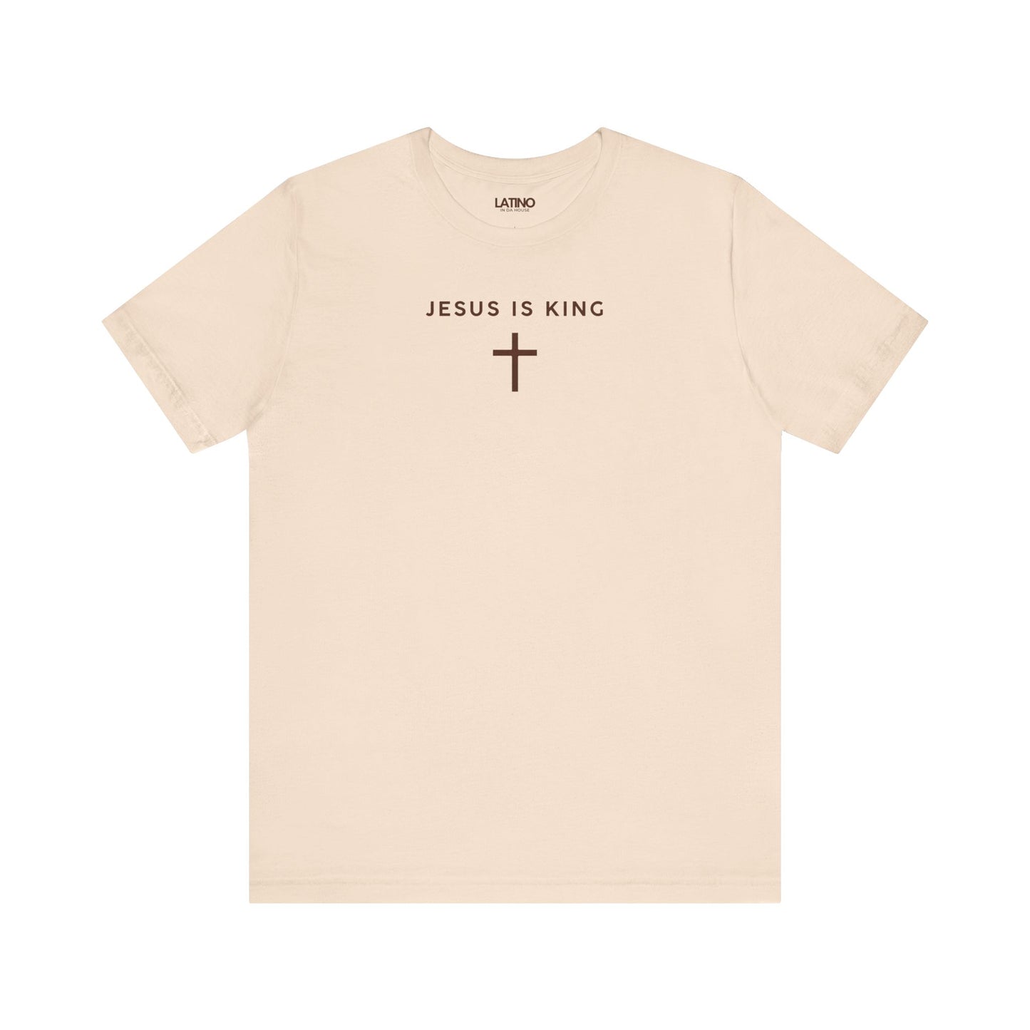 Jesus Is King Minimalist Soft Cream T-Shirt. Latino In Da House