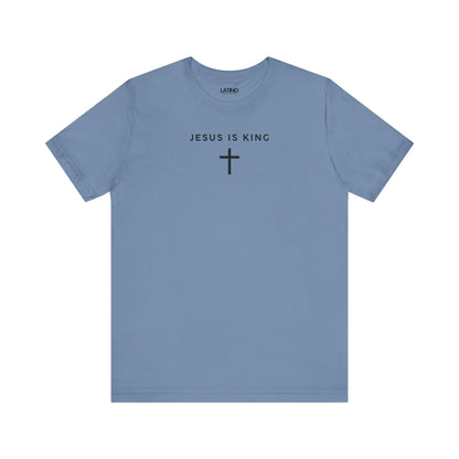Jesus Is King Minimalist Steel Blue T-Shirt. Latino In Da House