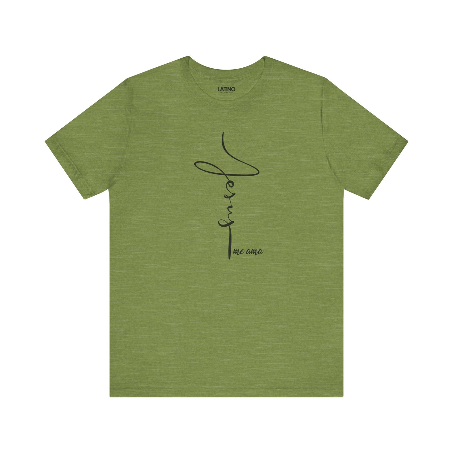 Jesus Me Ama Spanish Faith Green Heather T-Shirt. Latino In Da House 