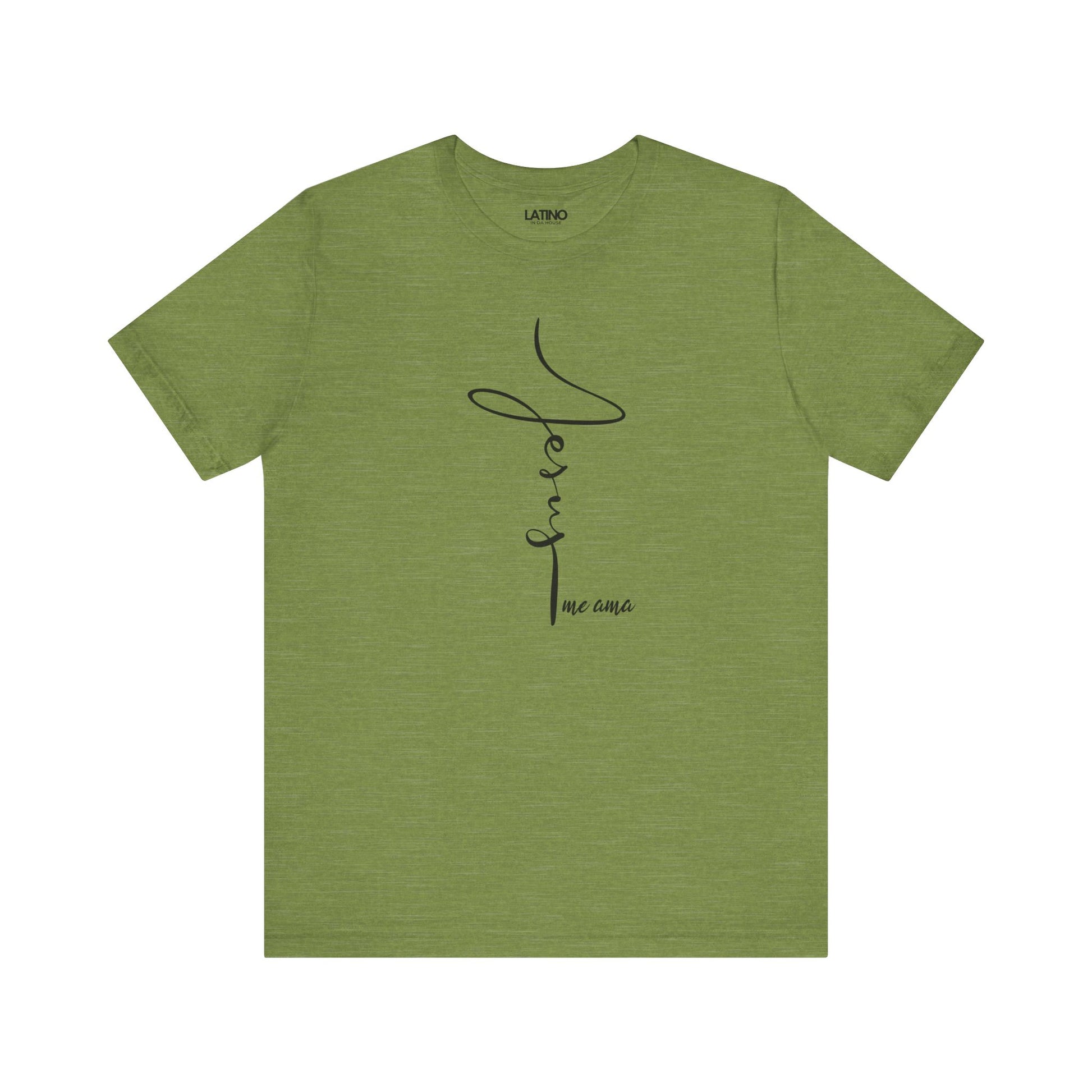 Jesus Me Ama Spanish Faith Green Heather T-Shirt. Latino In Da House 
