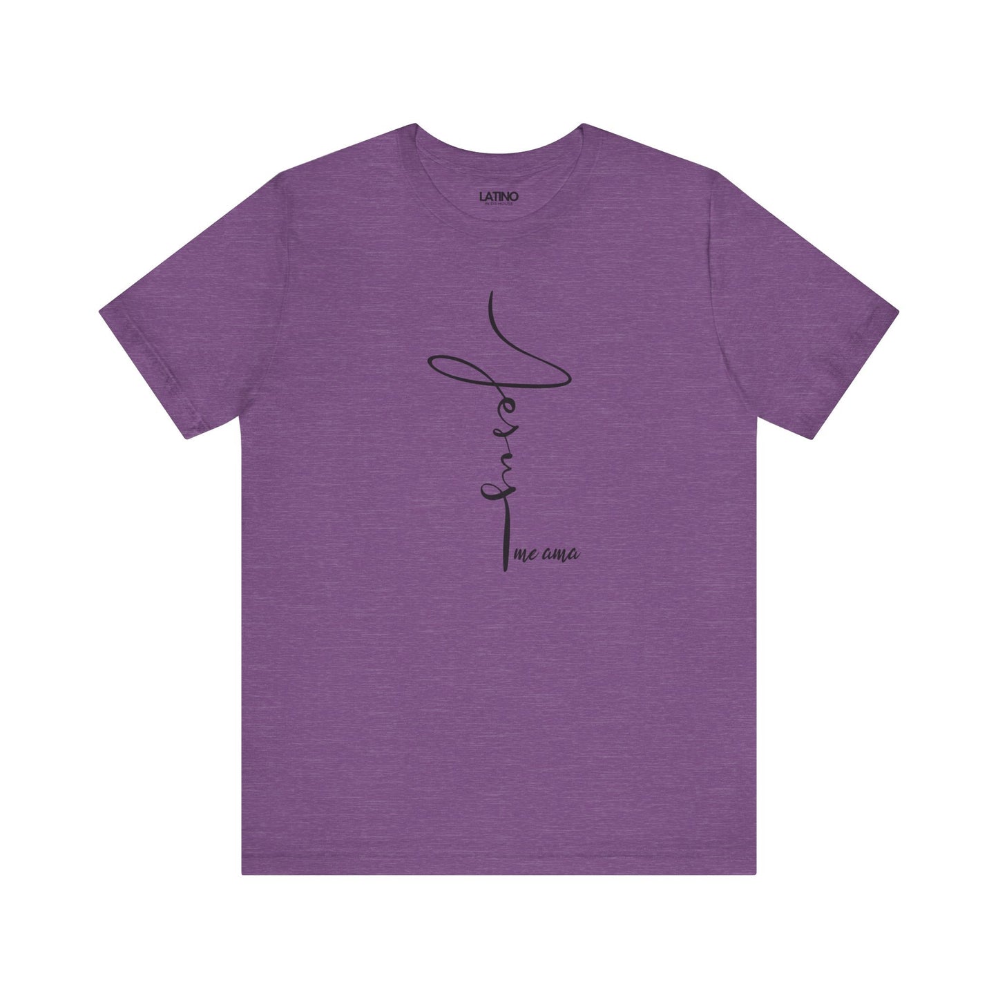 Jesus Me Ama Spanish Faith Purple Heather T-Shirt. Latino In Da House 