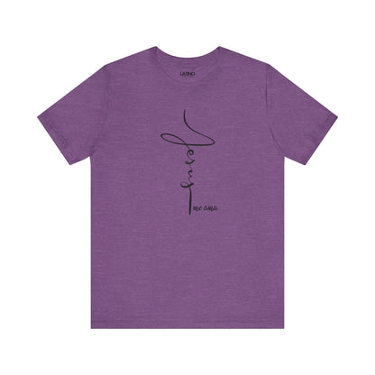 Jesus Me Ama Spanish Faith Purple Heather T-Shirt. Latino In Da House 