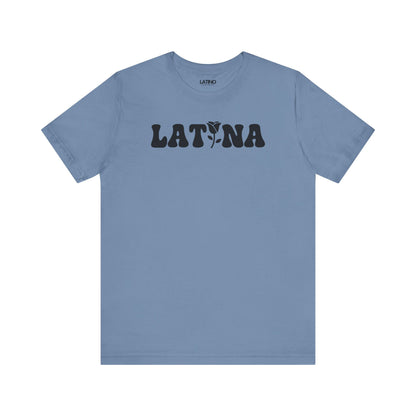 Latina Flor steel blue t-shirt. Latino In Da House