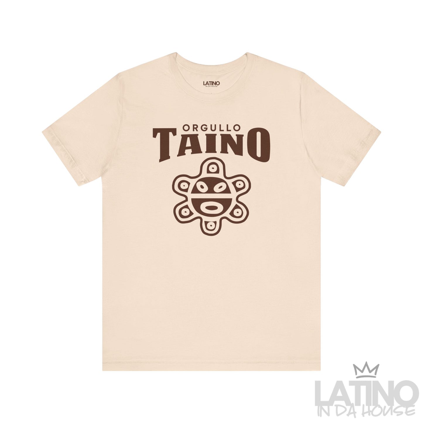 Orgullo Taíno Classic T-Shirt in Soft Cream — brown print design. Latino In Da House