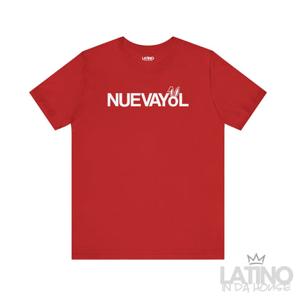Latino NUEVAYoL T-Shirt in Red with bunny ears. Latino In Da House