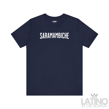 Saramambiche T-Shirt in navy blue – Puerto Rican slang tee. Latino In Da House 