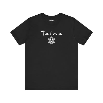 TAÍNA black t-shirt a minimalist, feminine design featuring the iconic Taíno sun symbol. Latino In Da House