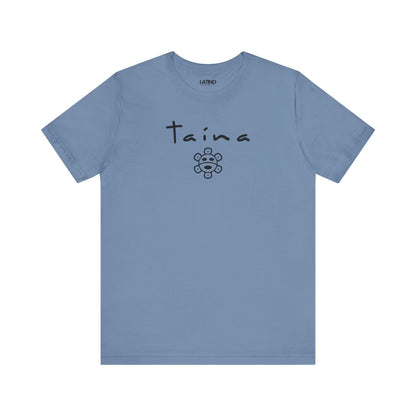 TAÍNA steel blue t-shirt a minimalist, feminine design featuring the iconic Taíno sun symbol. Latino In Da House