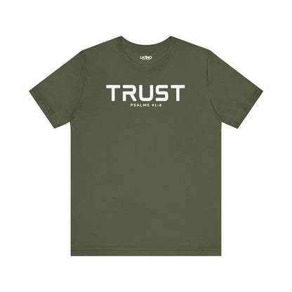 Trust Psalms 91:2 military green tee. Latino In Da House