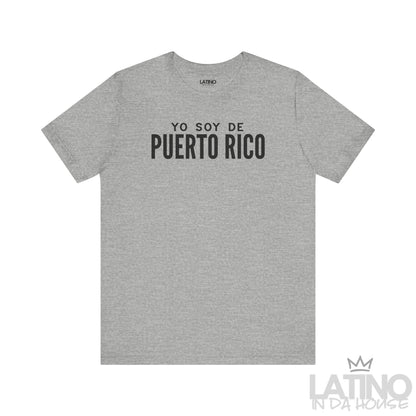 Yo Soy de Puerto Rico T-Shirt in Heather Grey — black text design. Latino In Da House